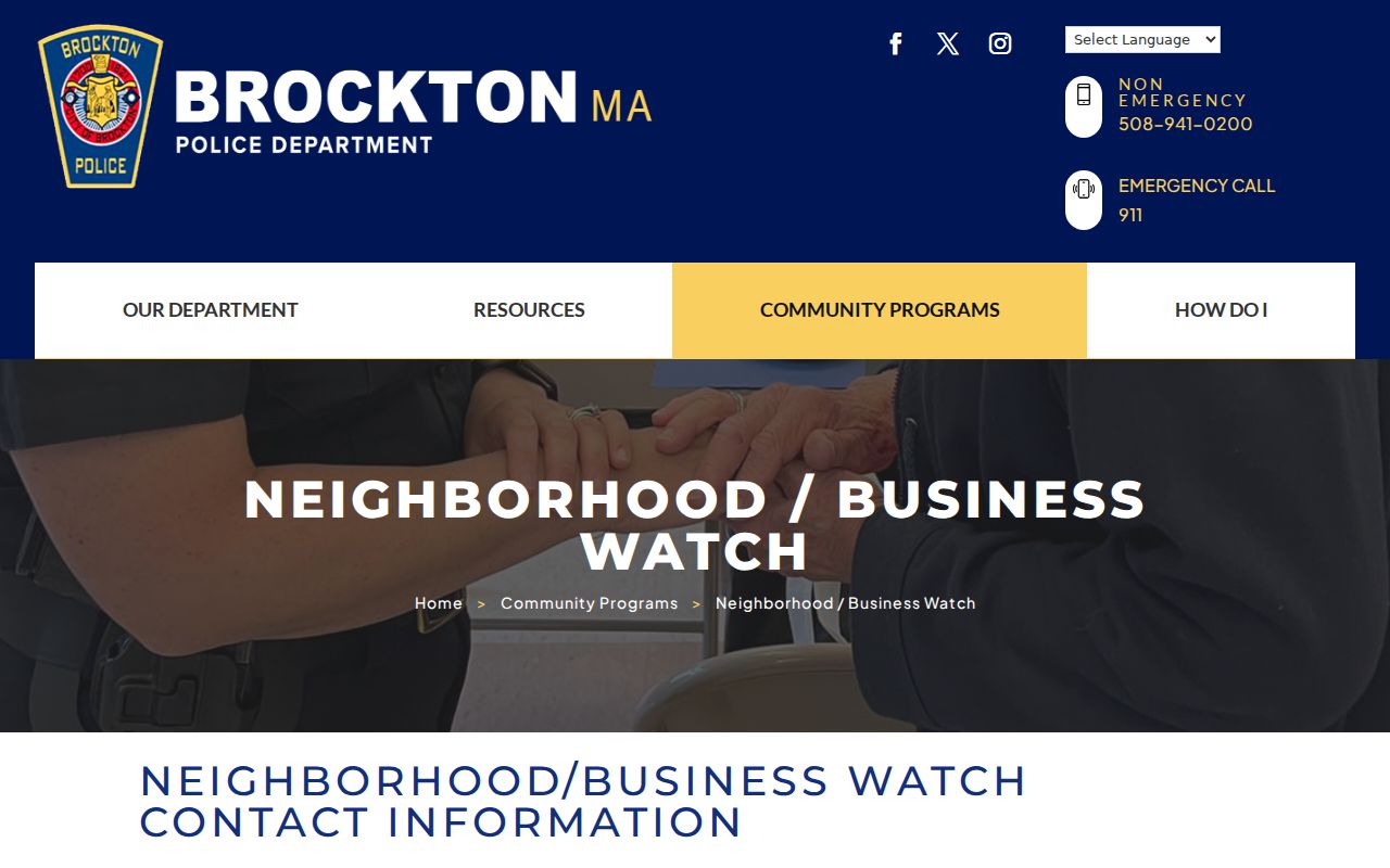Brockton neighbors Neighborhood and Business Watch community contacts